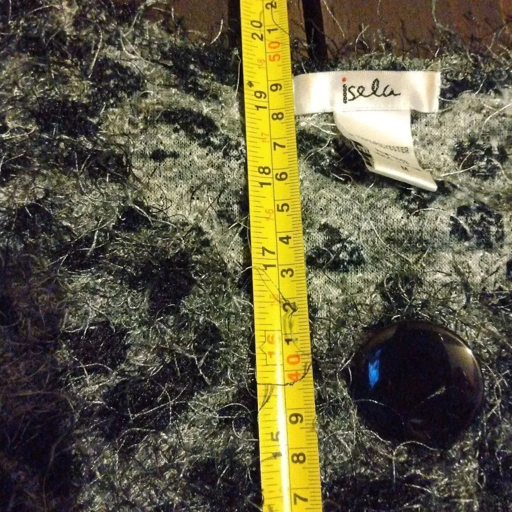 Vintage Isela Fuzzy Animal Print Cardigan Sweater In A Size Medium - Picture 13 of 15